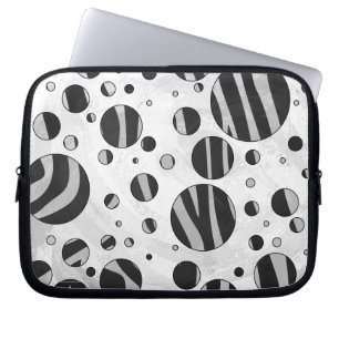 Housse Pour Ordinateur Portable Zèbre pois noir et gris clair