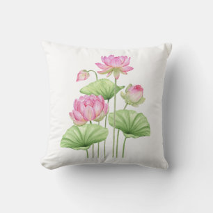 Housses de coussin jeté esthétique au lotus aquare