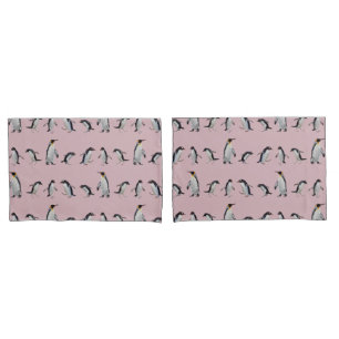 Housses de coussin pour fête de manchots (Rose/Bou