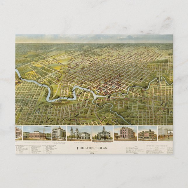 Houston 1891 postkarte (Vorderseite)