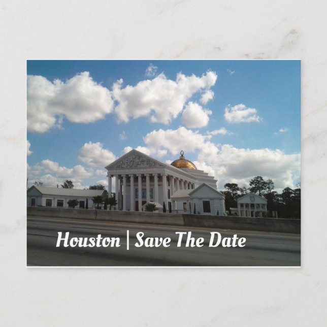 Houston| Ankündigung Datum freihalten Postkarte (Vorderseite)