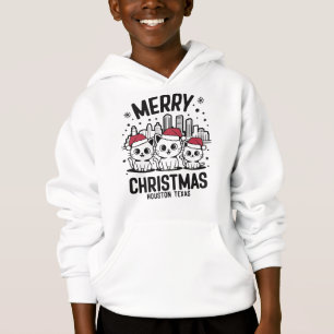 Houston City Texas Merry Christmas Cats USA Hoodie