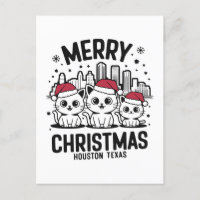 Houston City Texas Merry Christmas Cats USA
