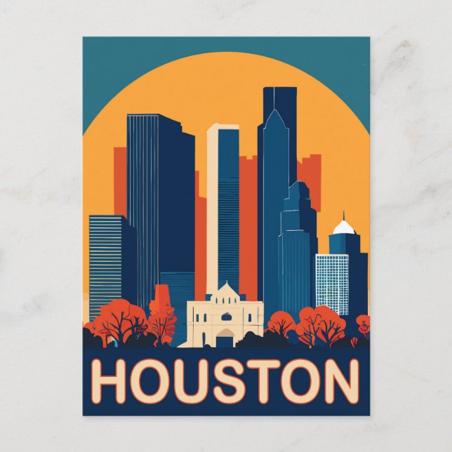 Houston, erkennbare Gebäude, Reisen Postkarte (Vorderseite)