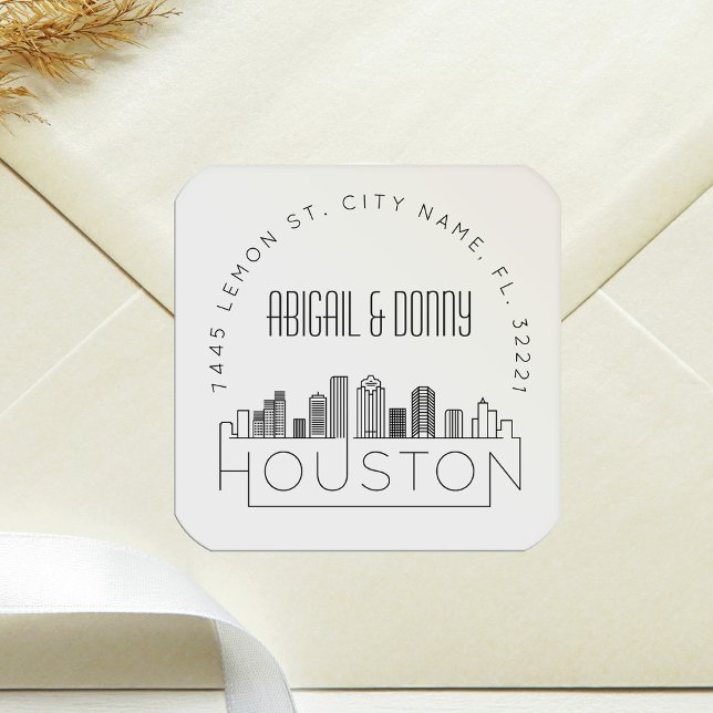 Houston Hochzeit in Urlaubsort Quadratischer Aufkleber (Von Creator hochgeladen)