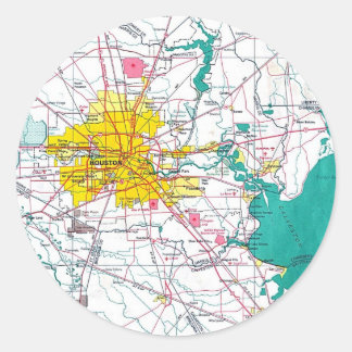 Houston Map Runder Aufkleber