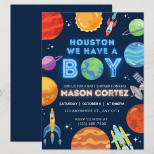 Houston Nous Avons Un Garçon Invitation Espace Ext