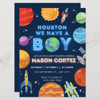 Houston Nous Avons Un Garçon Invitation Espace Ext