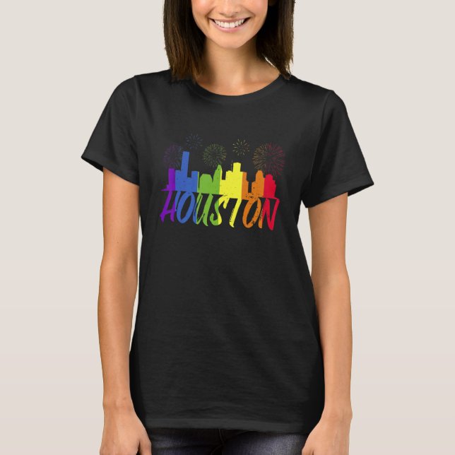 Houston Pride Skyline Pride Parade Houston T-Shirt (Vorderseite)