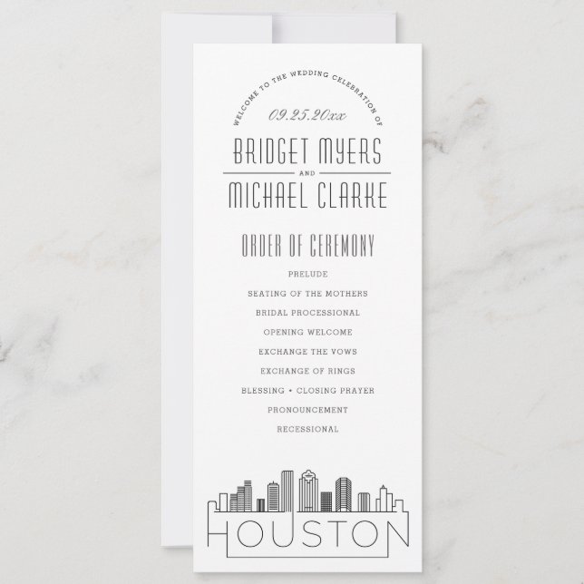 Houston | Programme Moderne de Mariage Déco (Devant)
