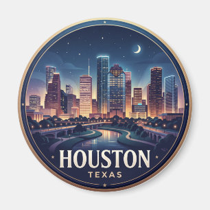 Houston Skyline bei Nacht Texas Magnet