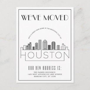 Houston Skyline Moderne Deco Adressänderung Ankündigungspostkarte