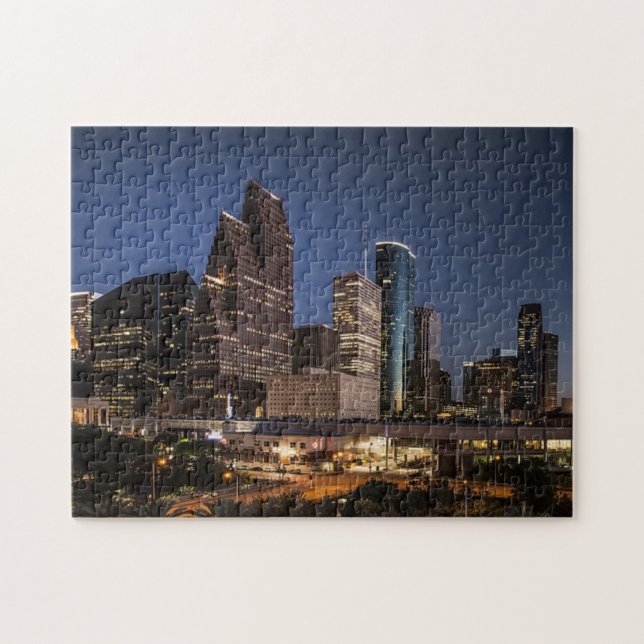 Houston Skyline | Nachtlicht und City Life Foto (Horizontal)