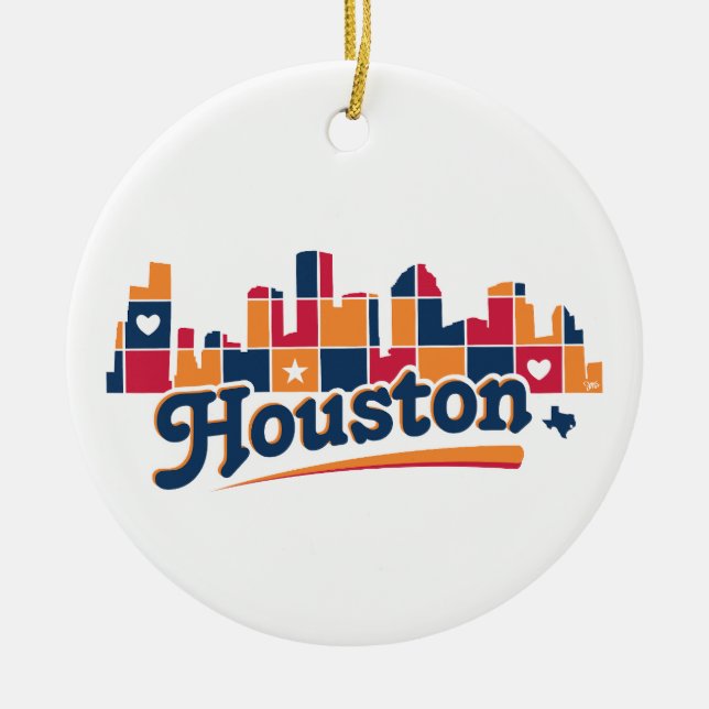 Houston Skyline Patchwork Keramik Ornament (Vorne)