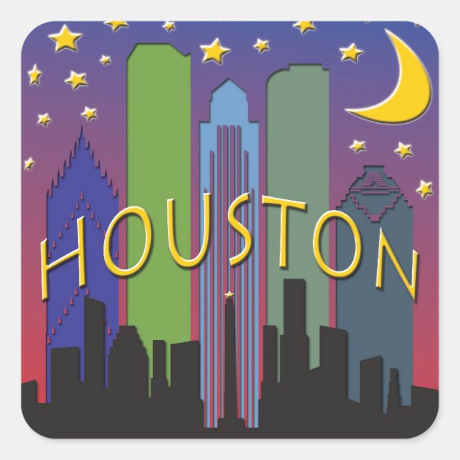 Houston Skyline Quadratischer Aufkleber (Vorderseite)