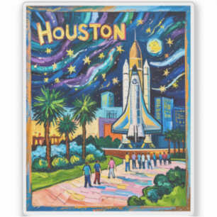 Houston Skyline Space Center Rakete Van Gogh Kinde Aufkleber