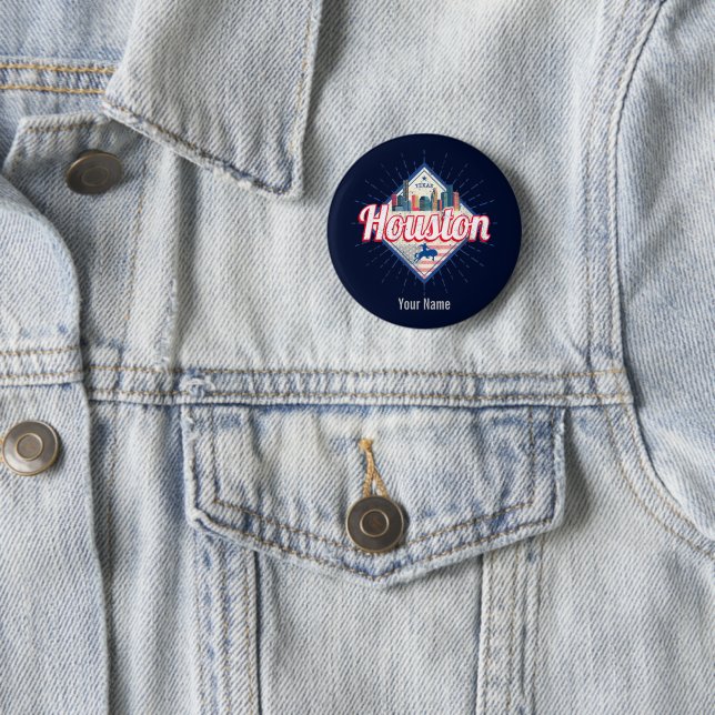 Houston Skyline Texas United Staaten Vintag USA Button (Beispiel)