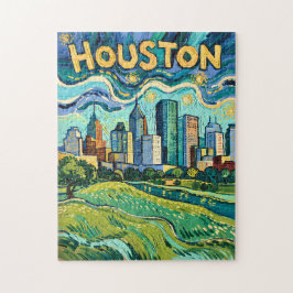 Houston Skyline Wahrzeichen Farbige Van Gogh Vinta