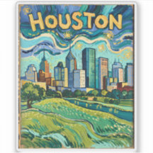 Houston Skyline Wahrzeichen Farbige Van Gogh Vinta