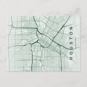 Houston Stadtplan Minimale Postkarte