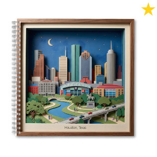 Houston Texas Amerika Schichtpapierkunst Diorama Notizbuch