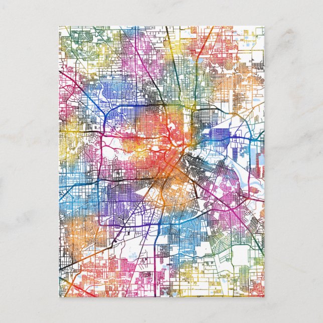 Houston Texas City Map Postkarte (Vorderseite)