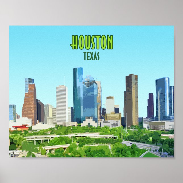 Houston Texas Downtown Vintage Poster (Vorne)
