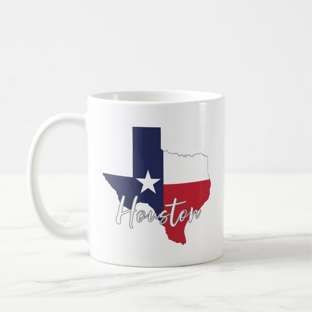 Houston, Texas Flag Karte Kaffeetasse (Links)