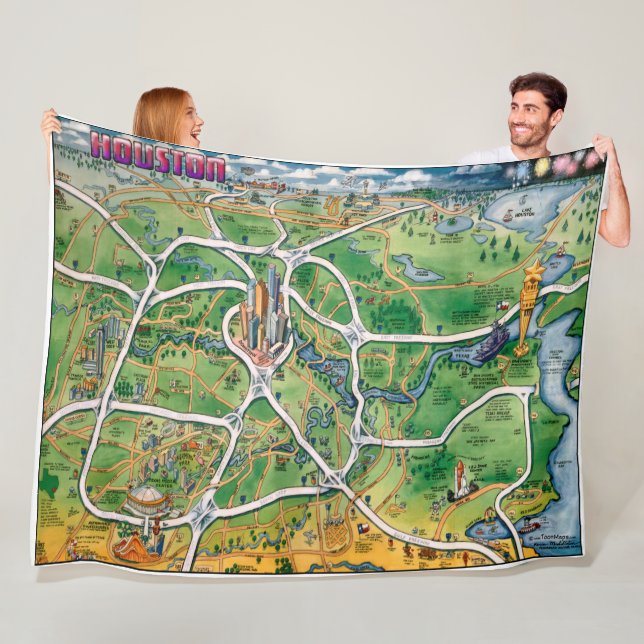 Houston Texas Fun Map Fleecedecke (Beispiel)