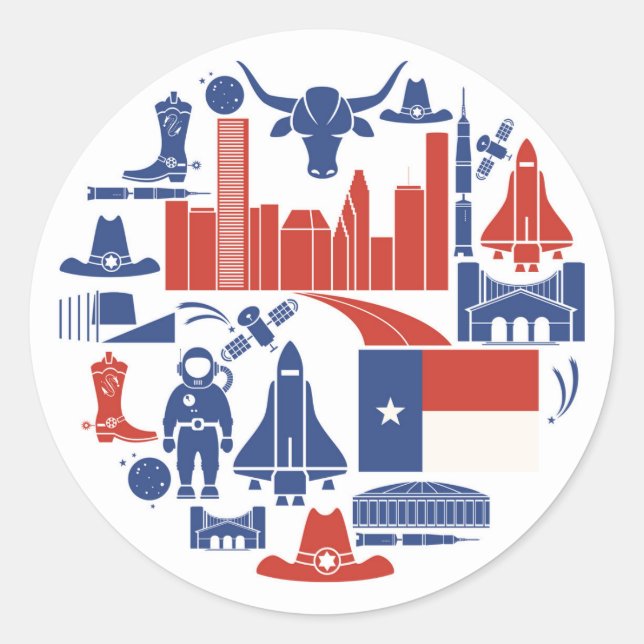 Houston Texas Icons Runder Aufkleber (Vorderseite)