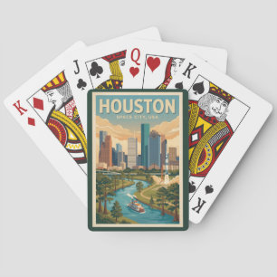 Houston Texas Illustration Reise Kunst Vintage Spielkarten
