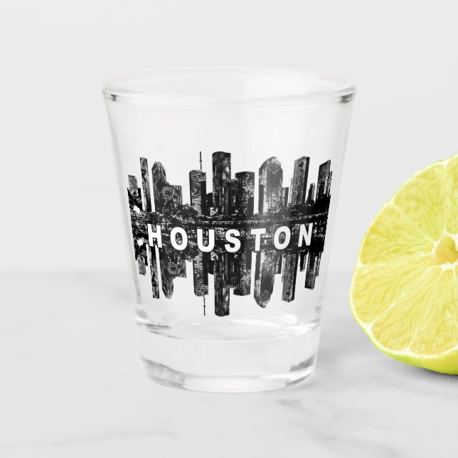 Houston Texas in schwarzer Tinte Schnapsglas (Vorderseite)
