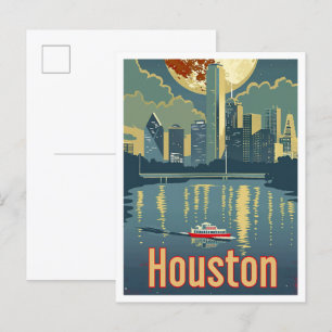Houston Texas Kunst Vintage Reiseillustration Postkarte