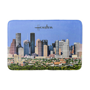 Houston, Texas, landschaftliches Stadtbild Foto Badematte