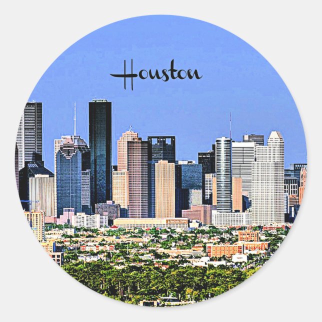 Houston, Texas, landschaftliches Stadtbild Foto Runder Aufkleber (Vorderseite)