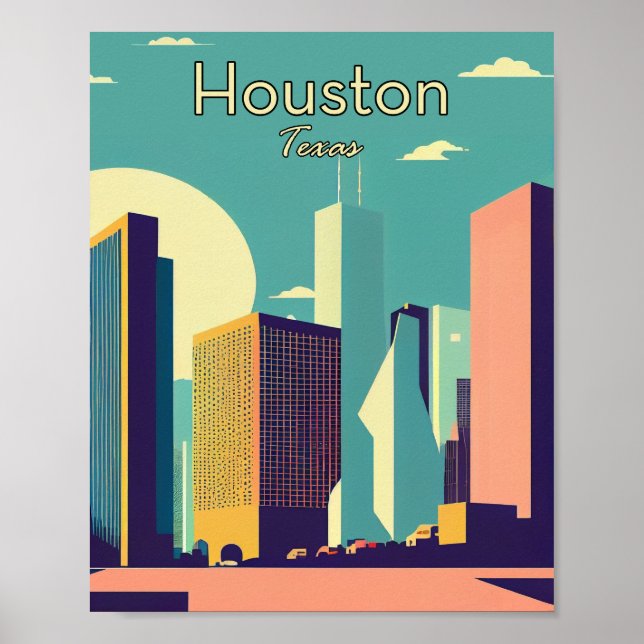 Houston Texas Minimalistisch Vintage Poster Art (Vorne)