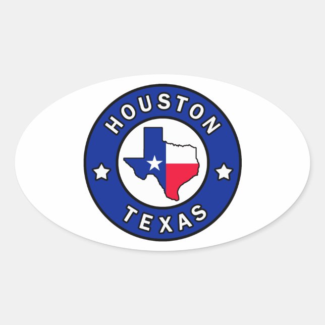 Houston Texas Ovaler Aufkleber (Vorderseite)