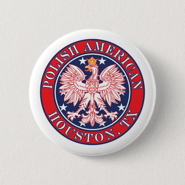 Houston Texas Polnischer Adler Button (Vorderseite)