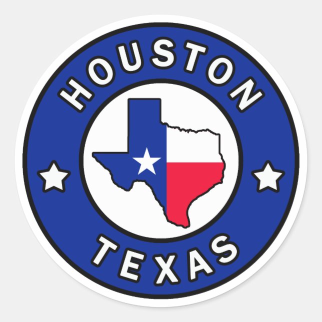 Houston Texas Runder Aufkleber (Vorderseite)