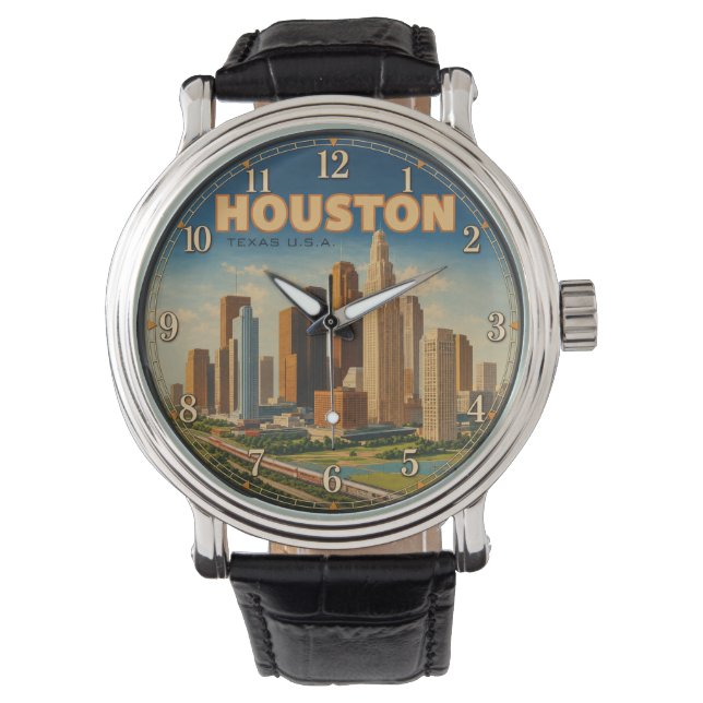 Houston Texas Skyline  Armbanduhr (Vorderseite)