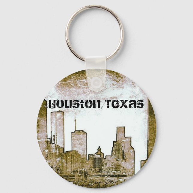 Houston Texas Skyline [Art] (Schlüsselanhänger) Schlüsselanhänger (Vorderseite)