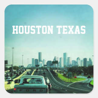 Houston Texas Skyline (Aufkleber) Quadratischer Aufkleber