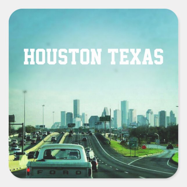 Houston Texas Skyline (Aufkleber) Quadratischer Aufkleber (Vorderseite)