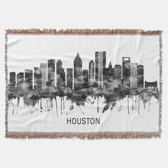 Houston Texas Skyline BW Decke (Vorderseite)