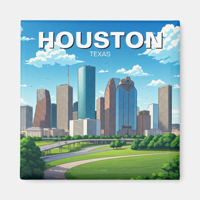 Houston Texas Skyline Cityscape Spring Magnet (Vorne)