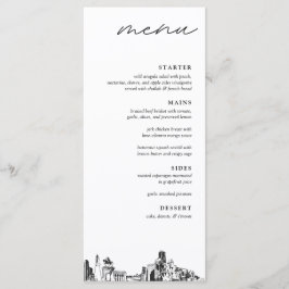Houston Texas Skyline Modern Wedding Dinner Menu Menükarte