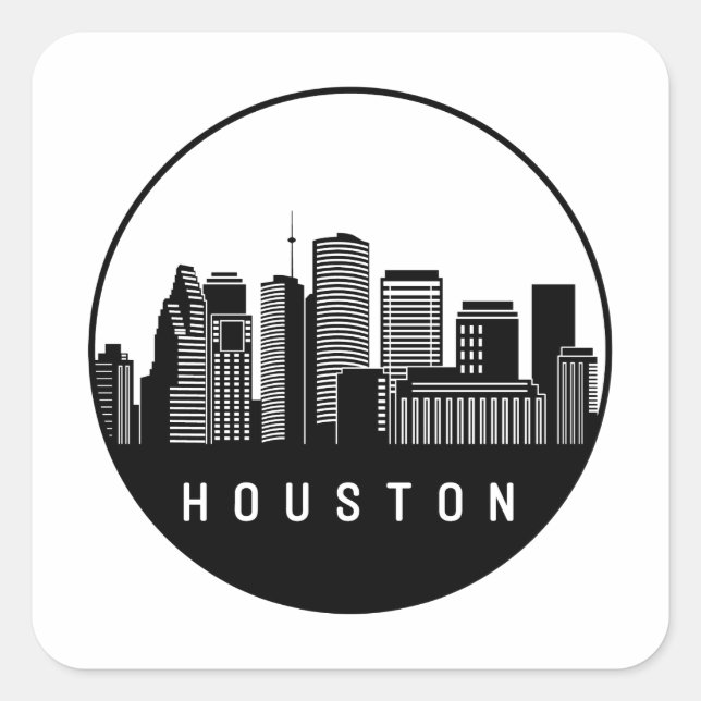 Houston Texas Skyline Quadratischer Aufkleber (Vorderseite)