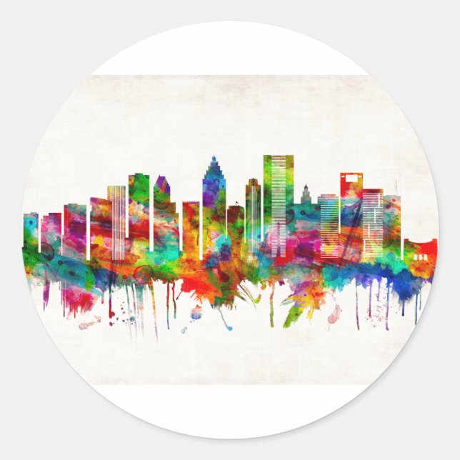 Houston Texas Skyline Runder Aufkleber (Vorderseite)