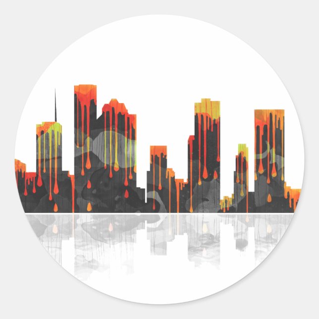 Houston Texas Skyline Runder Aufkleber (Vorderseite)