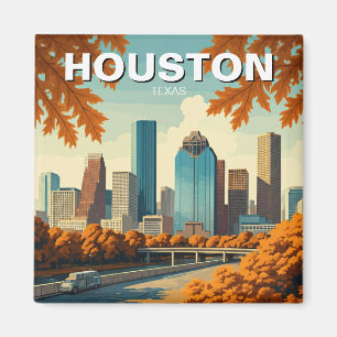 Houston Texas Skyline Stadtbild Herbst Magnet